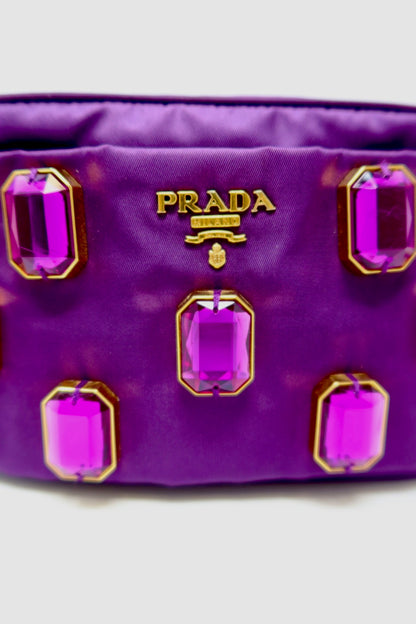Prada Purple Crystals Nylon Pochette (comes with strap and original duster)