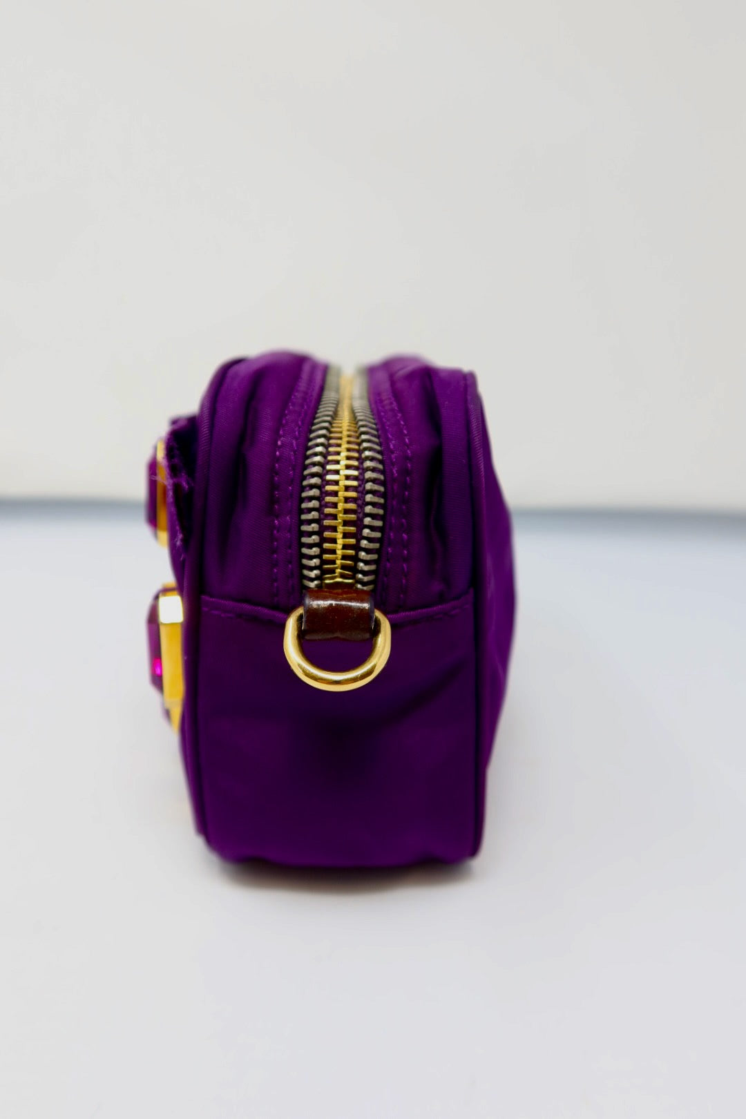 Prada Purple Crystals Nylon Pochette (comes with strap and original duster)