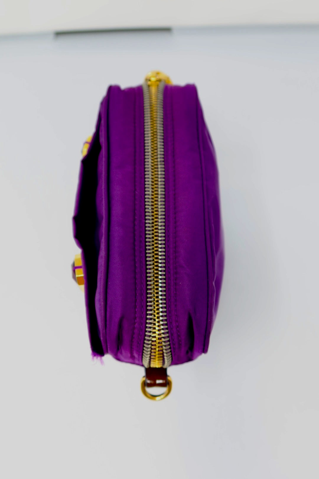 Prada Purple Crystals Nylon Pochette (comes with strap and original duster)