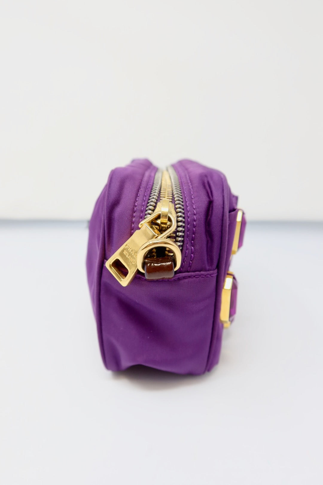 Prada Purple Crystals Nylon Pochette (comes with strap and original duster)