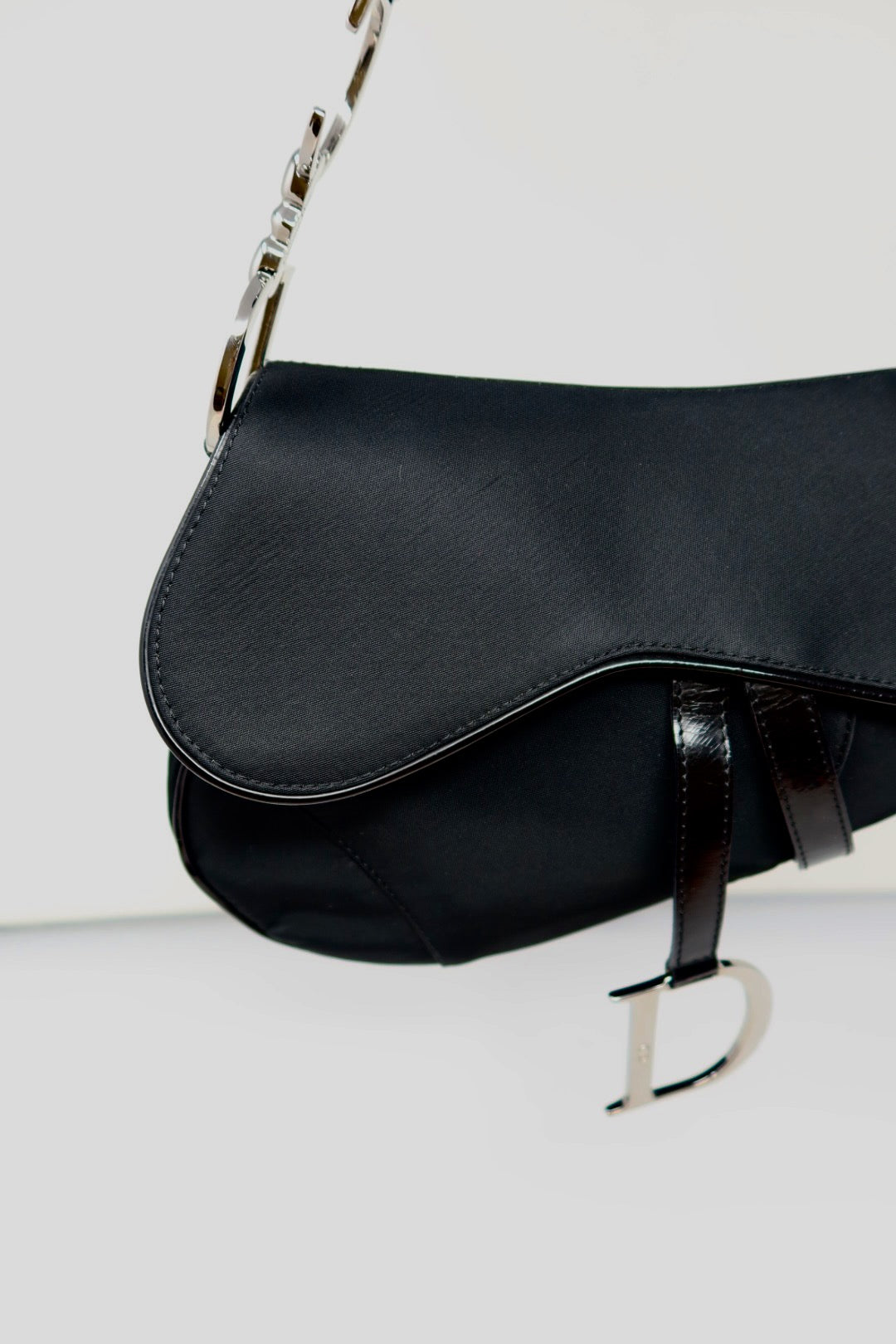 Dior Saddle Black Nylon with Silver Hardware