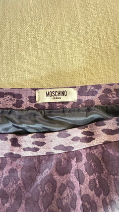 Moschino Jeans Purple Leopard Print Skirt
