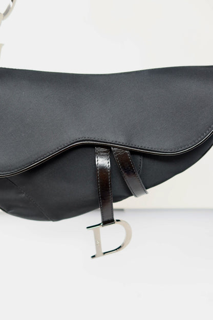Dior Saddle Black Nylon with Silver Hardware