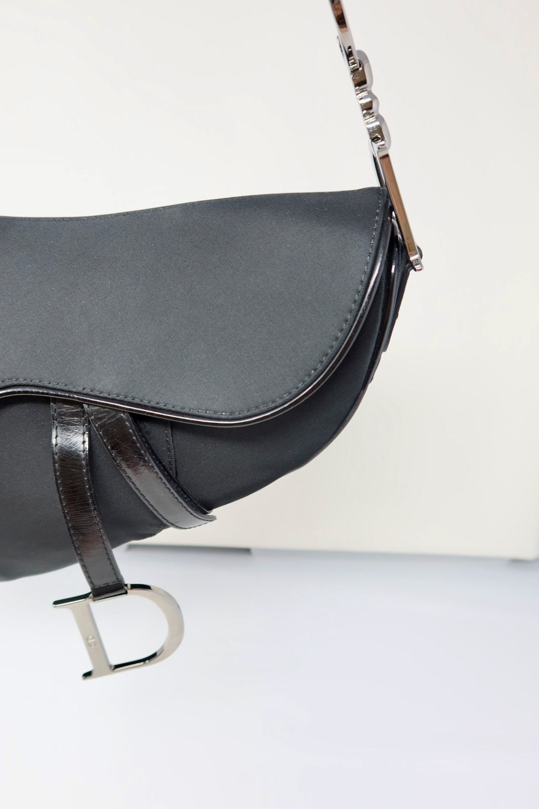 Dior Saddle Black Nylon with Silver Hardware