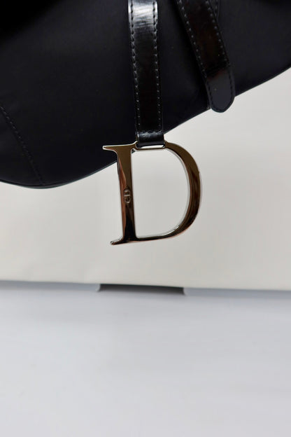 Dior Saddle Black Nylon with Silver Hardware
