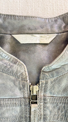 Promod Military-Style Leather Zip Jacket Jackets Dark Grey