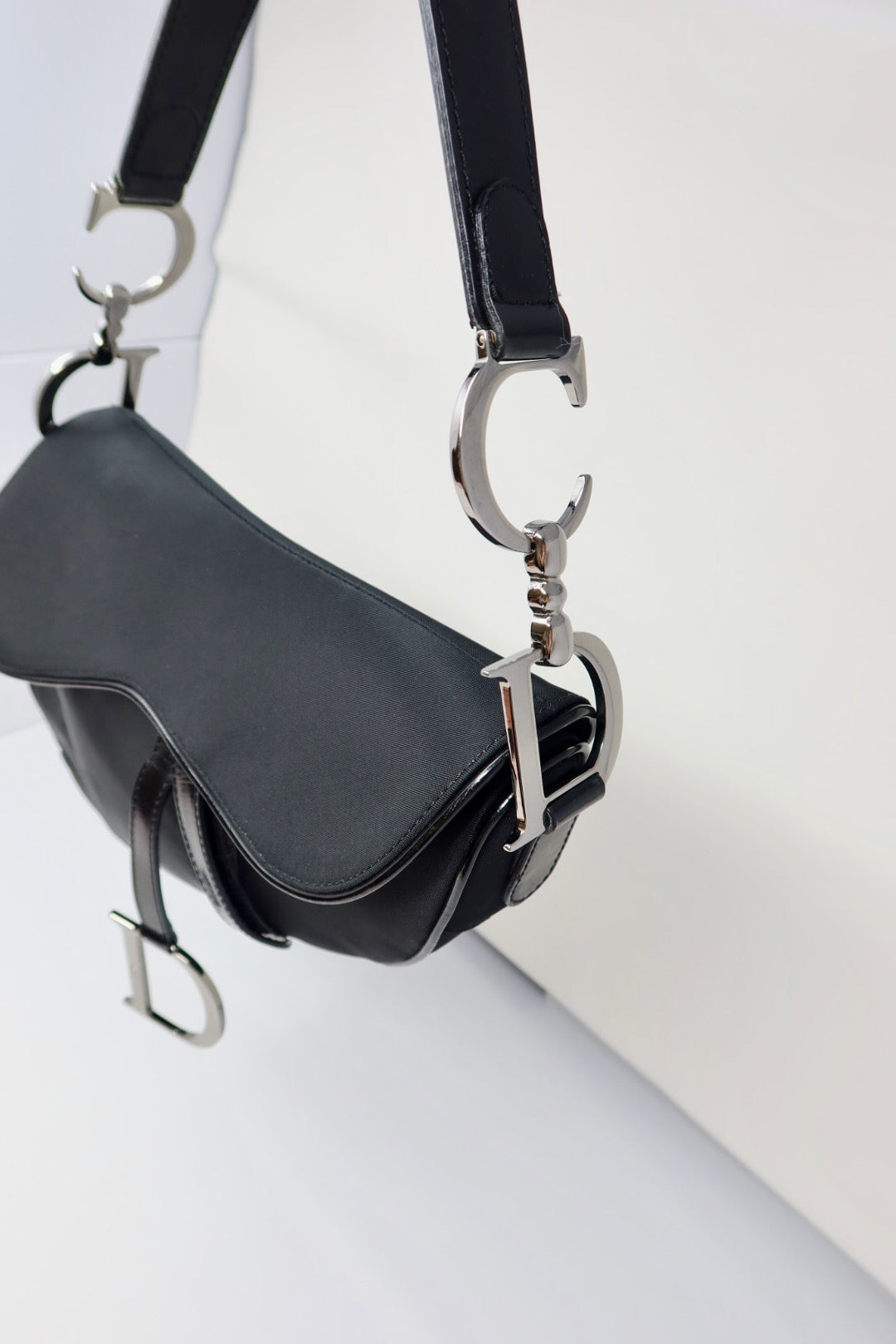 Dior Saddle Black Nylon with Silver Hardware