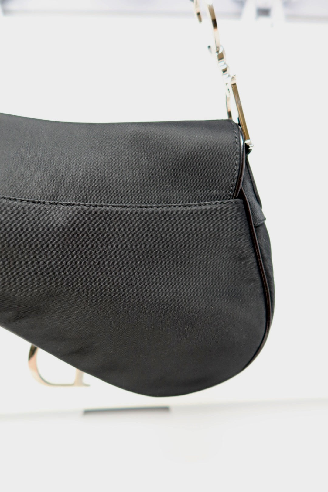 Dior Saddle Black Nylon with Silver Hardware