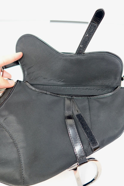 Dior Saddle Black Nylon with Silver Hardware