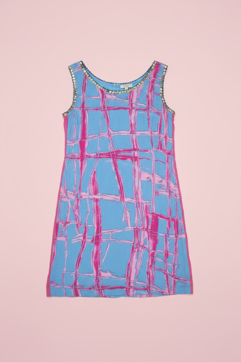 Custo Barcelona Y2K Sequin Fringe Printed Mini Dress