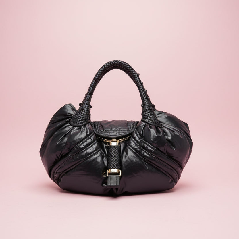 Fendi x Moncler Collab Black Puffy Spy Bag