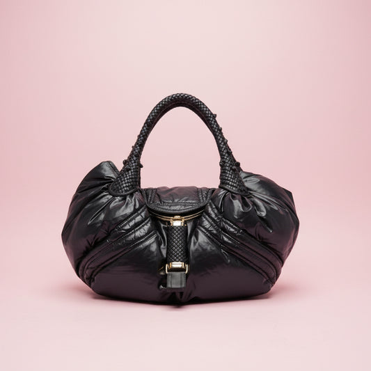 Fendi x Moncler Collab Black Puffy Spy Bag