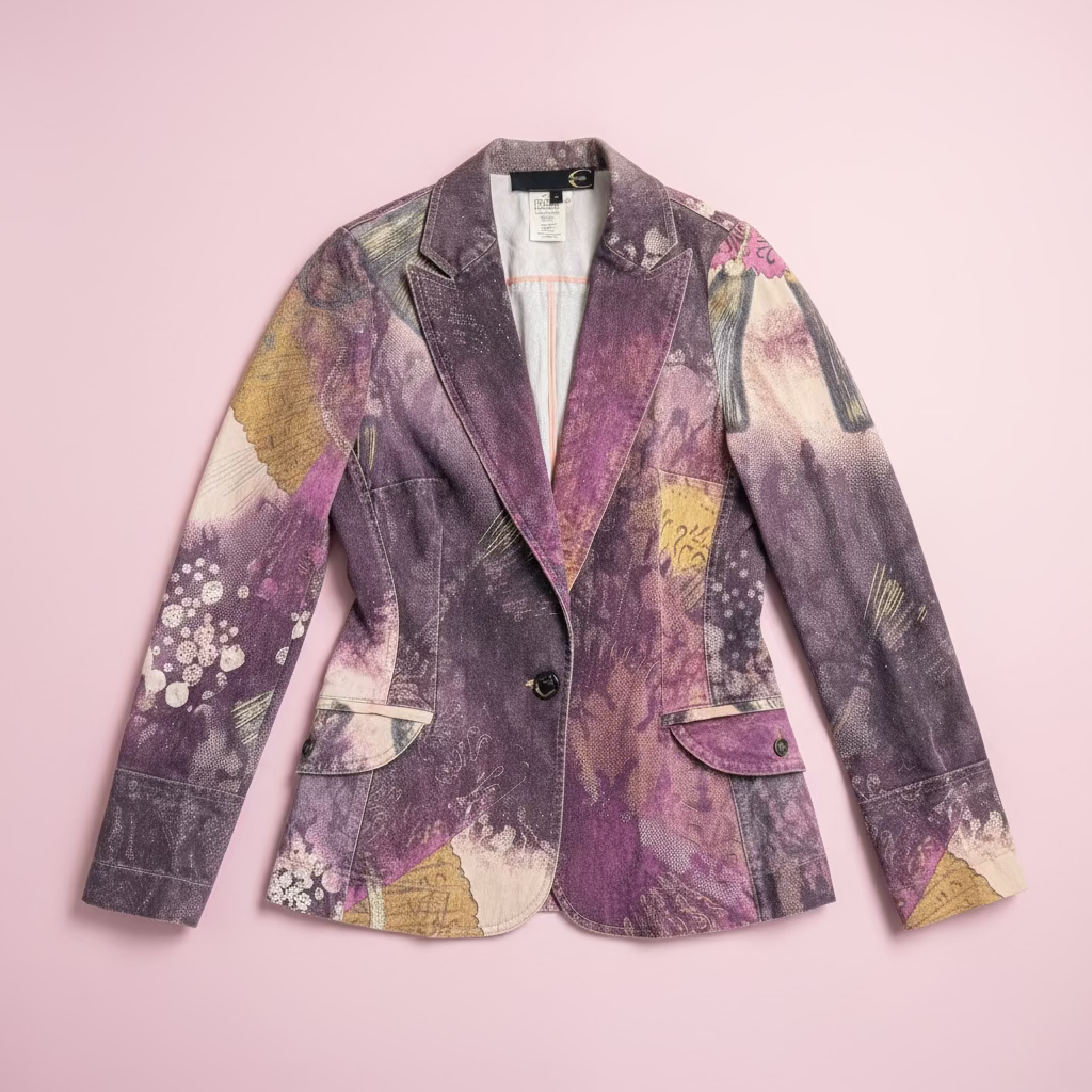 Cavalli purple patchwork blazer