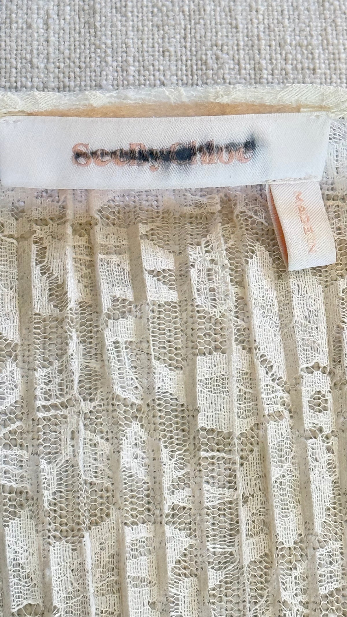 See by Chloé Pleated Lace Flared Blouse