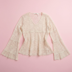 See by Chloé Pleated Lace Flared Blouse