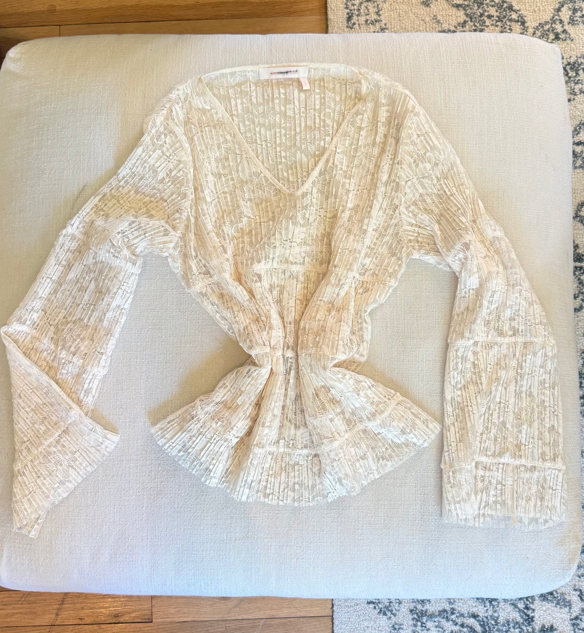 See by Chloé Pleated Lace Flared Blouse
