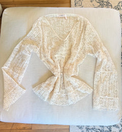 See by Chloé Pleated Lace Flared Blouse