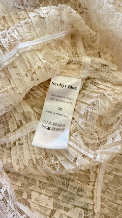 See by Chloé Pleated Lace Flared Blouse