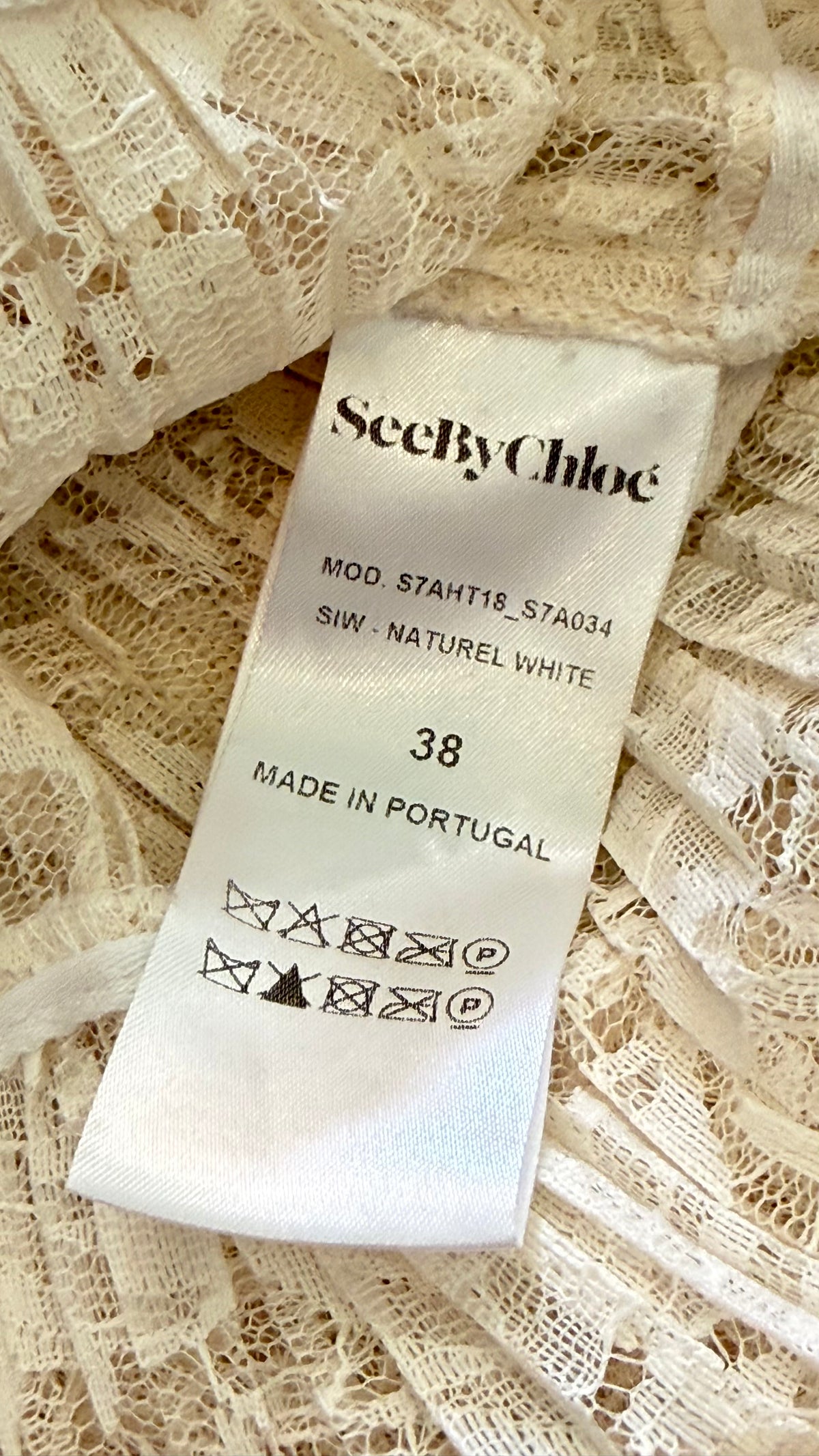 See by Chloé Pleated Lace Flared Blouse