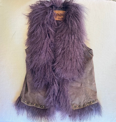 Pepe Jeans London Purple fur and suede studded vest