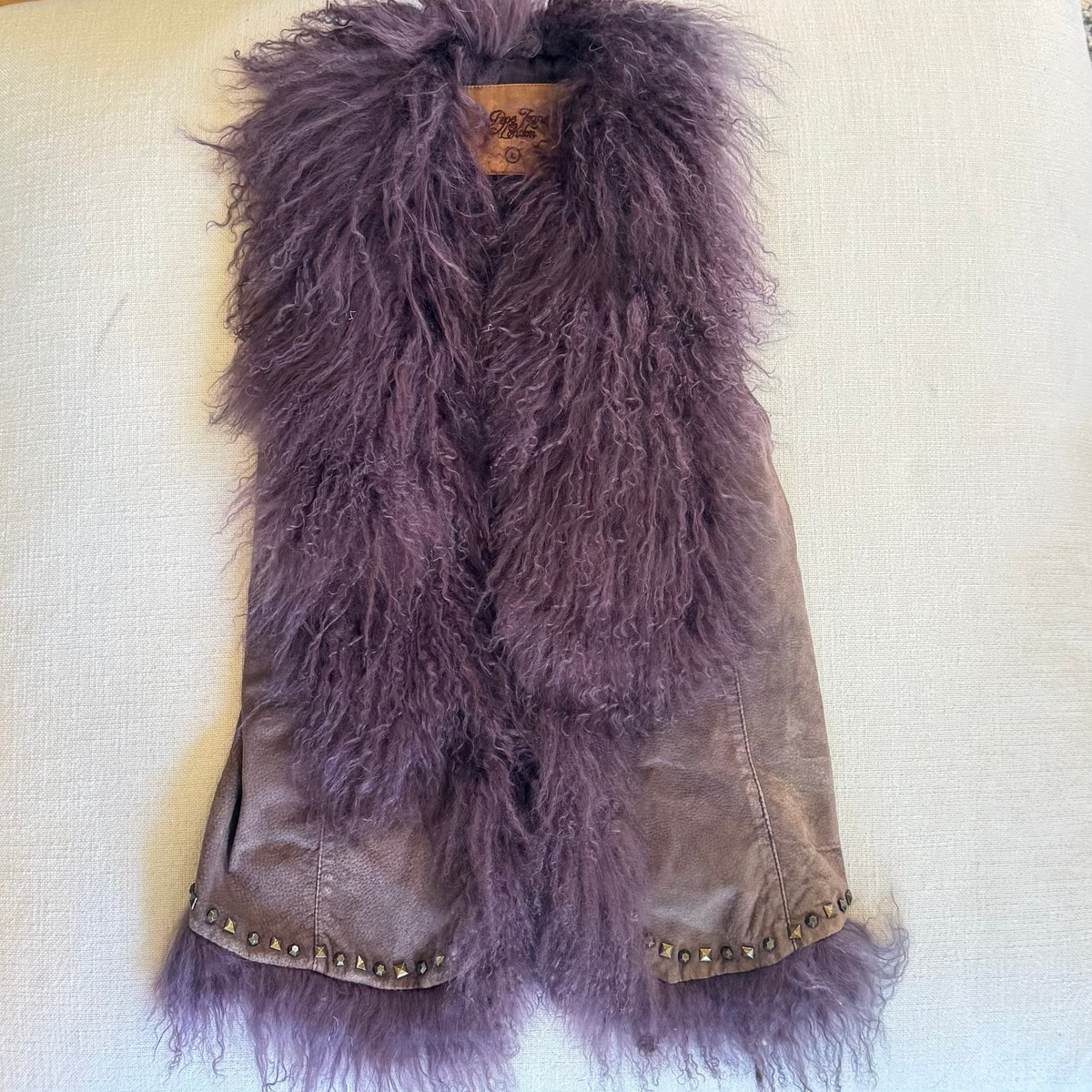Pepe Jeans London Purple fur and suede studded vest