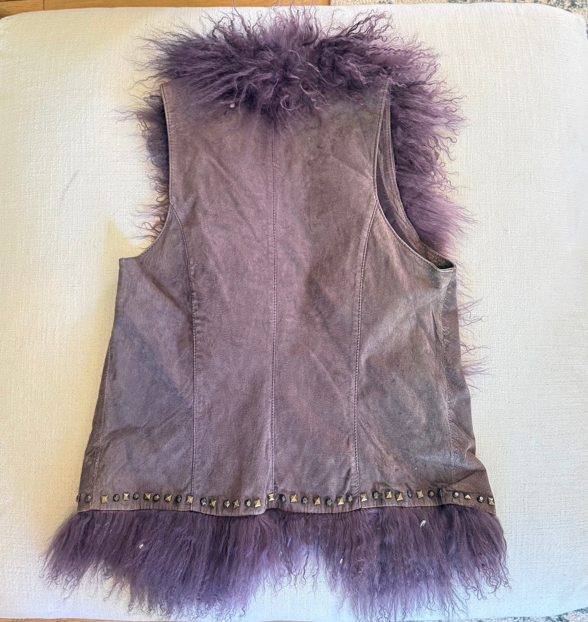 Pepe Jeans London Purple fur and suede studded vest