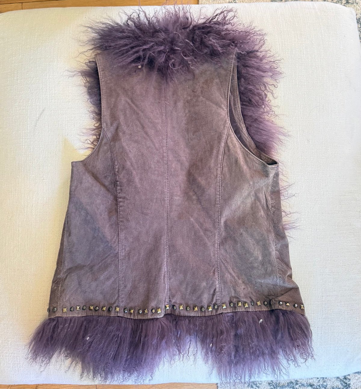Pepe Jeans London Purple fur and suede studded vest