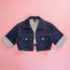 Jean Paul Gaultier Safety Pin Denim Cropped Jacket