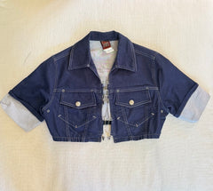 Jean Paul Gaultier Safety Pin Denim Cropped Jacket
