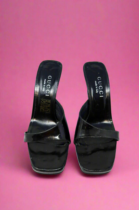 Gucci Tom Ford Era Pantent Leather Black Heels - 34.5 IT