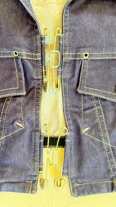 Jean Paul Gaultier Safety Pin Denim Cropped Jacket