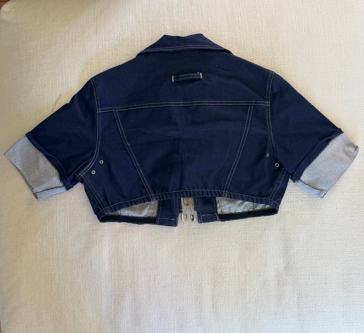 Jean Paul Gaultier Safety Pin Denim Cropped Jacket