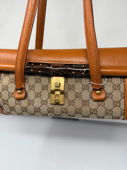 Gucci Bamboo Top Handle Shoulder Bag Light Brown