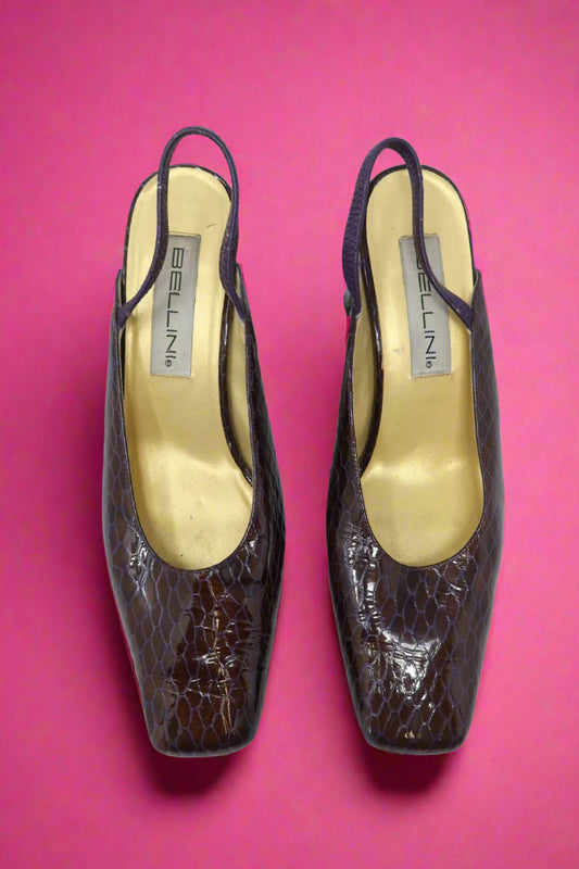 Purple Snakeskin Vintage Heels - 9 US