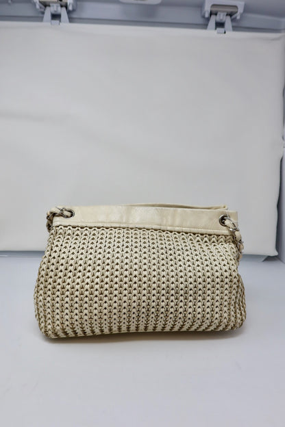 Chanel White Woven Leather Tote
