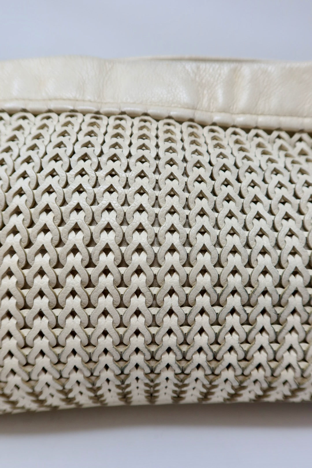 Chanel White Woven Leather Tote