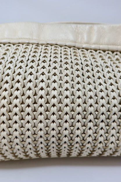 Chanel White Woven Leather Tote