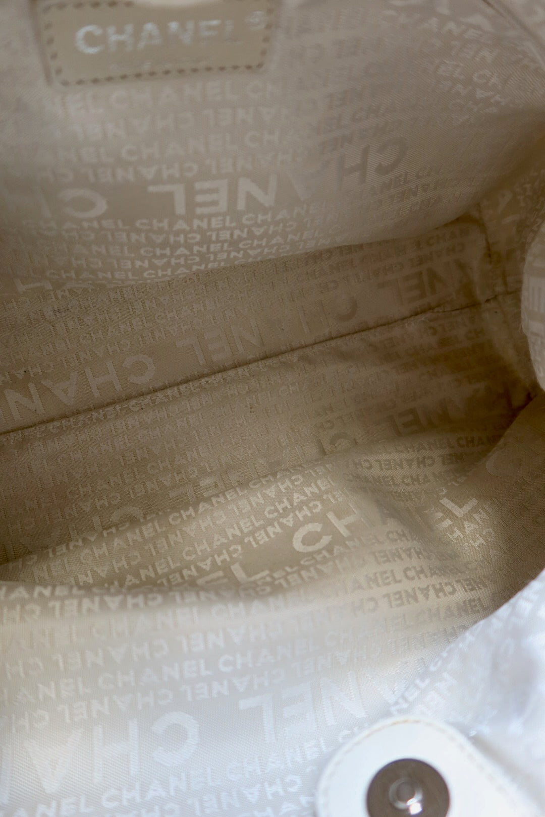 Chanel White Woven Leather Tote