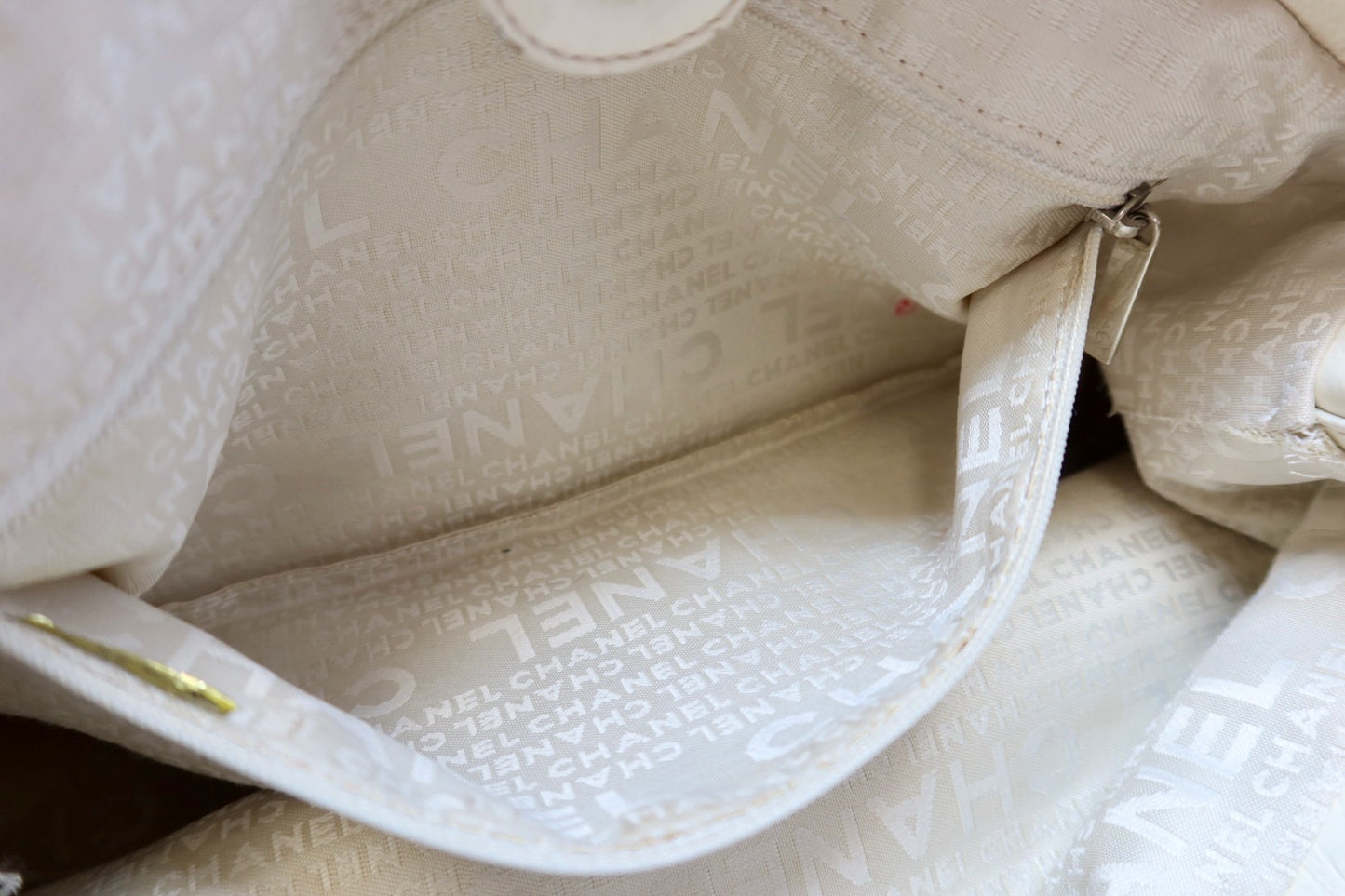 Chanel White Woven Leather Tote