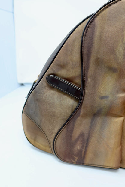 Christian Dior Double Saddle Brown Nylon Handbag