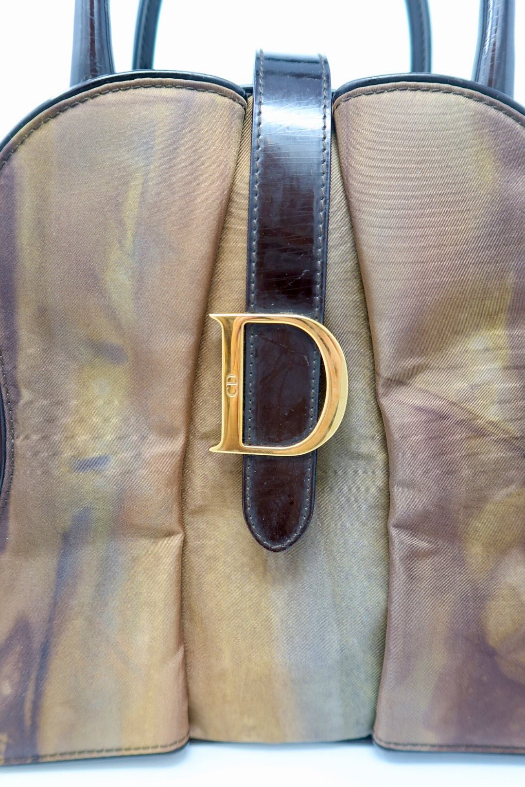 Christian Dior Double Saddle Brown Nylon Handbag