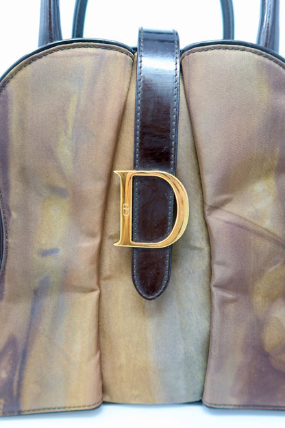 Christian Dior Double Saddle Brown Nylon Handbag