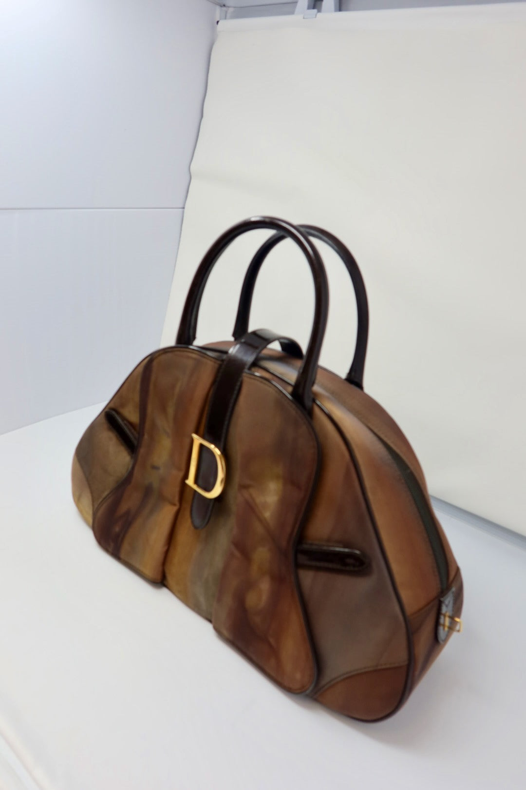 Christian Dior Double Saddle Brown Nylon Handbag