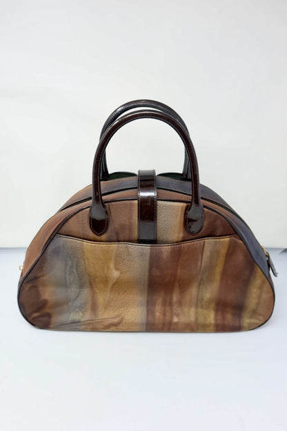 Christian Dior Double Saddle Brown Nylon Handbag