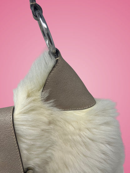 Prada White Fur Shoulder Bag