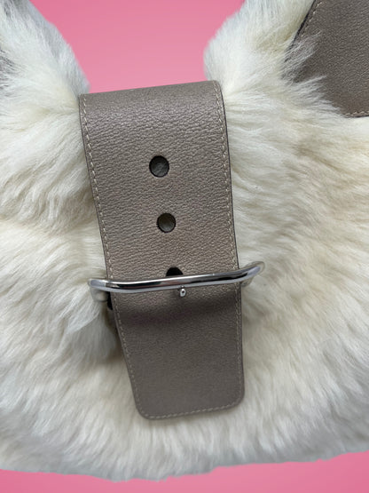 Prada White Fur Shoulder Bag