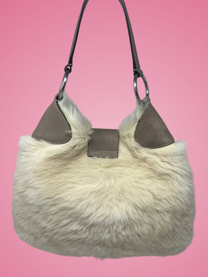 Prada White Fur Shoulder Bag