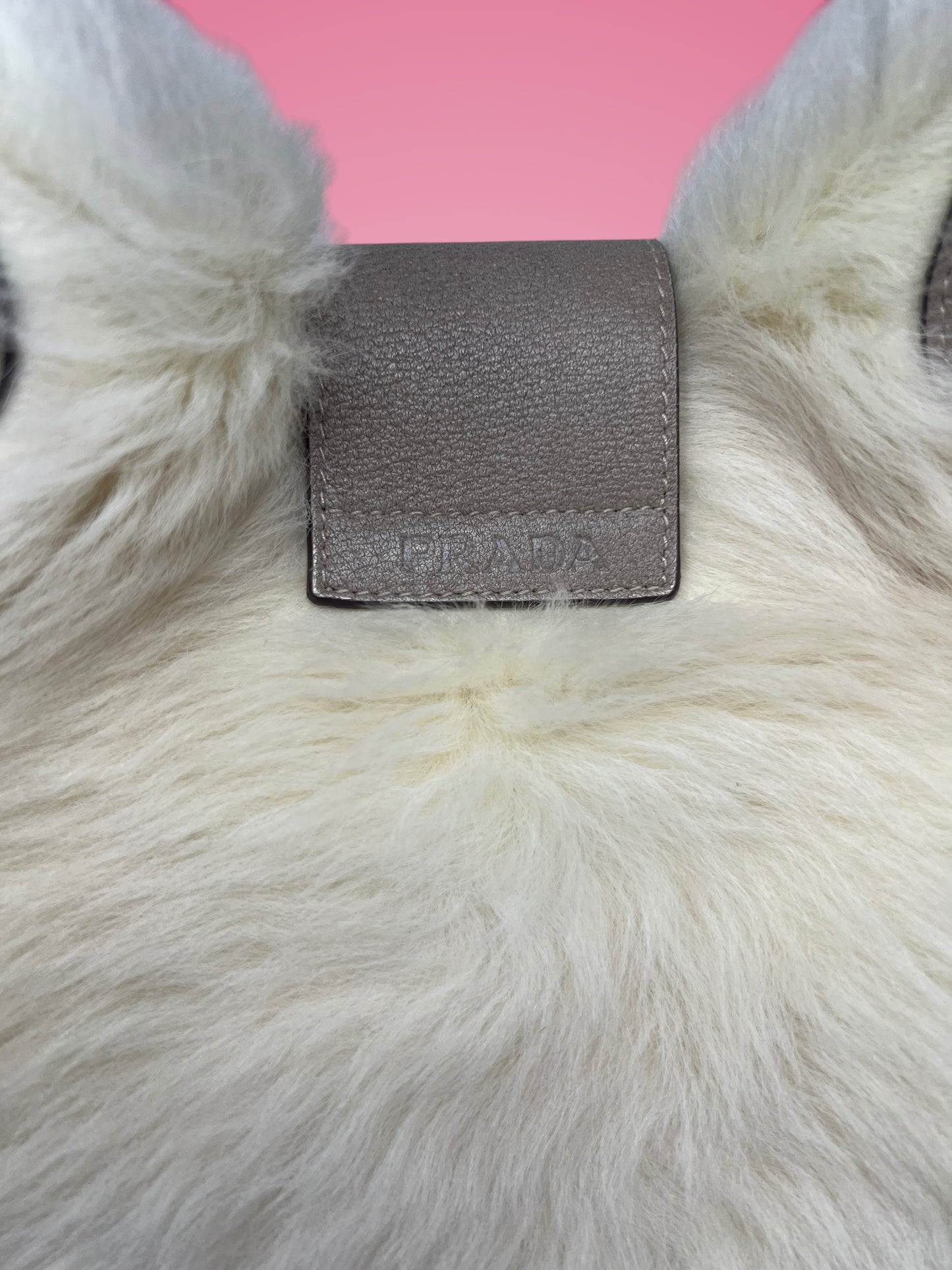 Prada White Fur Shoulder Bag