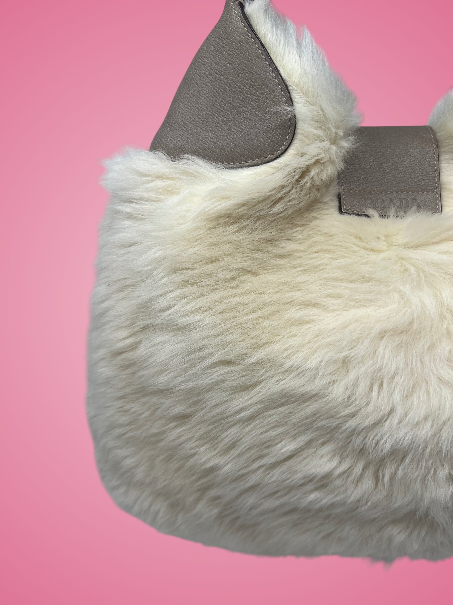 Prada White Fur Shoulder Bag