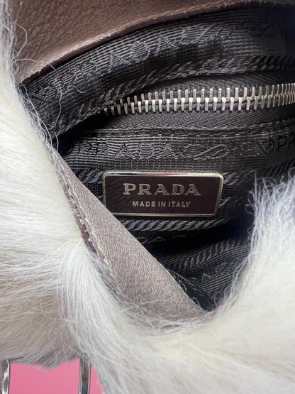 Prada White Fur Shoulder Bag